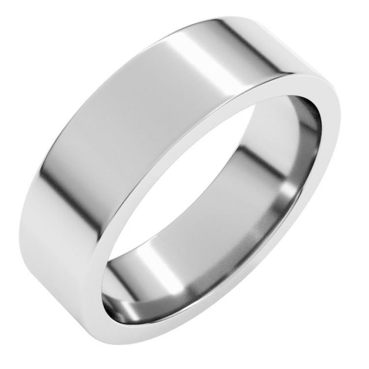 14K White Gold 6 mm Comfort-Fit Flat Band Size 4