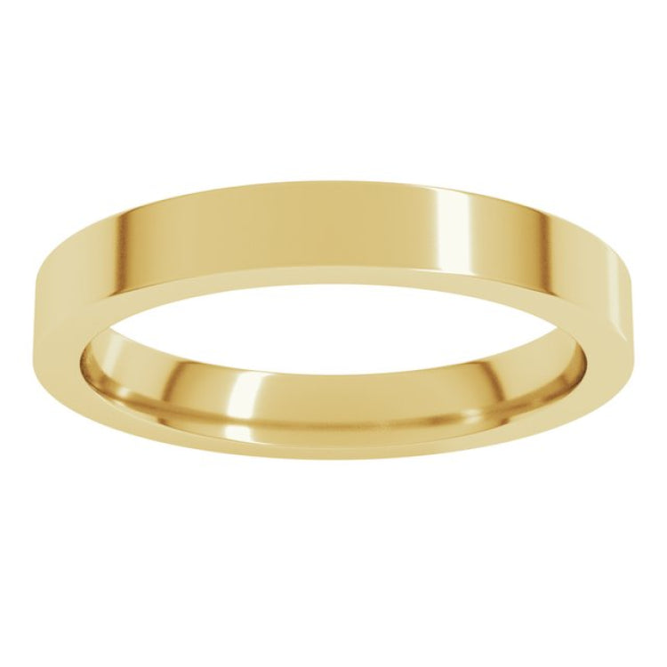 10K Yellow Gold 3 mm Comfort-Fit Flat Band Size 7