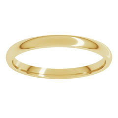 14K Yellow Gold 2 mm Lightweight Comfort-Fit Half Round Band Size 9