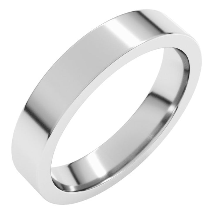 14K White Gold 4 mm Comfort-Fit Flat Band Size 13