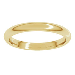 14K Yellow Gold 2.5 mm Comfort-Fit Half Round Band Size 8.5