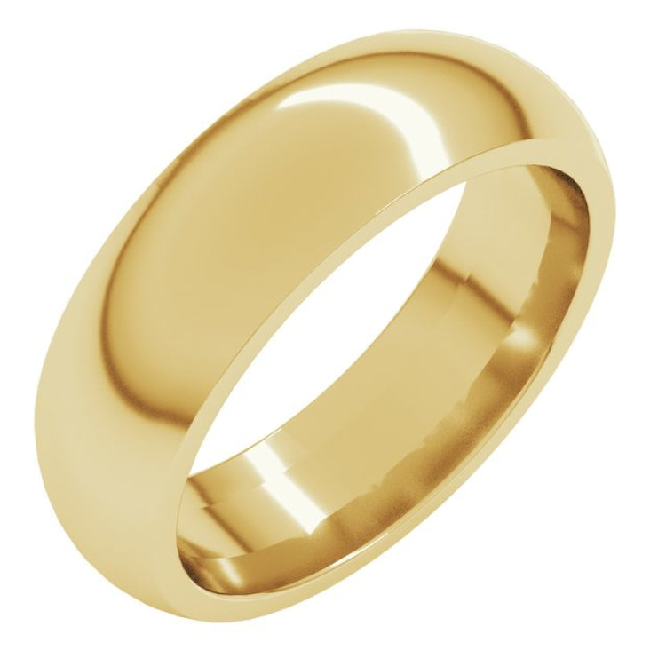 14K Yellow Gold 6 mm Comfort-Fit Half Round Band Size 5