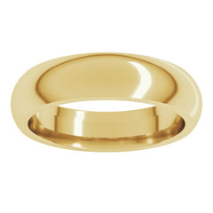 10K Yellow Gold 5 mm Comfort-Fit Half Round Band Size 7