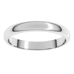 Platinum 3 mm Half Round Band Size 5