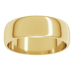 14K Yellow Gold 6 mm Lightweight Half Round Band Size 12