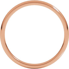 14K Rose Gold 2 mm Lightweight Comfort-Fit Half Round Band Size 8