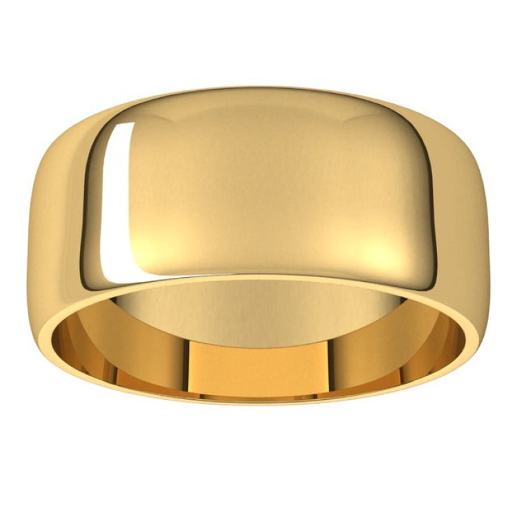 10K Yellow Gold 8 mm Lightweight Half Round Band Size 9