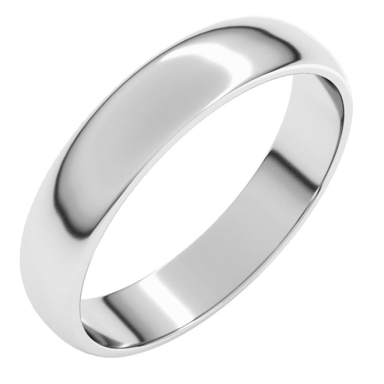 14K White Gold 4 mm Lightweight Half Round Band Size 11