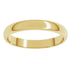 14K Yellow Gold 3 mm Lightweight Half Round Band Size 9.5