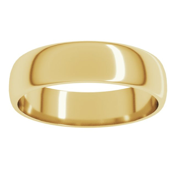 10K Yellow Gold 5 mm Lightweight Half Round Band Size 11.5