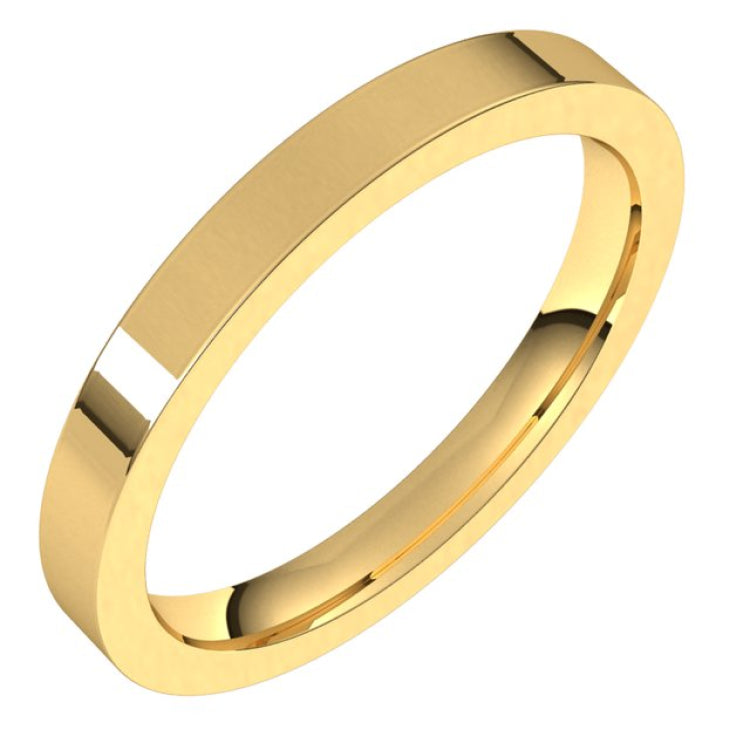14K Yellow Gold 2.5 mm Comfort-Fit Flat Band Size 8.5