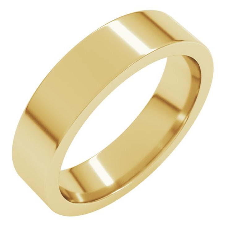 18K Yellow Gold 5 mm Comfort-Fit Flat Band Size 8.5