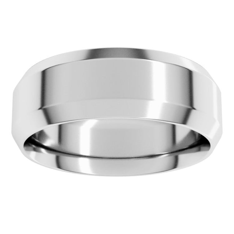 Platinum 7 mm Beveled-Edge Comfort-Fit Flat Band Size 10