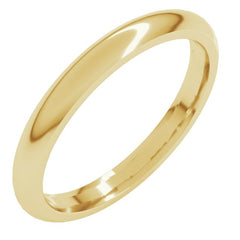 14K Yellow Gold 2.5 mm Comfort-Fit Half Round Band Size 10