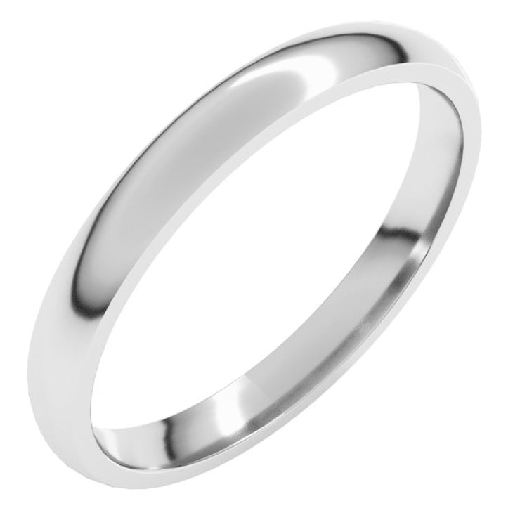 14K White Gold 2.5 mm Lightweight Comfort-Fit Half Round Band Size 6.5