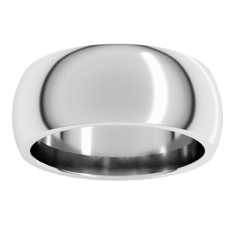 Sterling Silver 8 mm Comfort-Fit Half Round Band Size 11.5