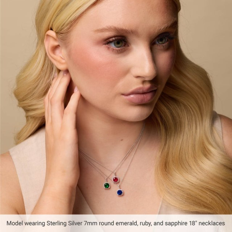 Sterling Silver 7 mm Natural Sky Blue Topaz & .015 CTW Natural Diamond 18" Necklace