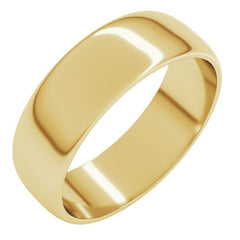 14K Yellow Gold 6 mm Lightweight Half Round Band Size 8