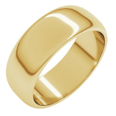 10K Yellow Gold 7 mm Half Round Band Size 10.5