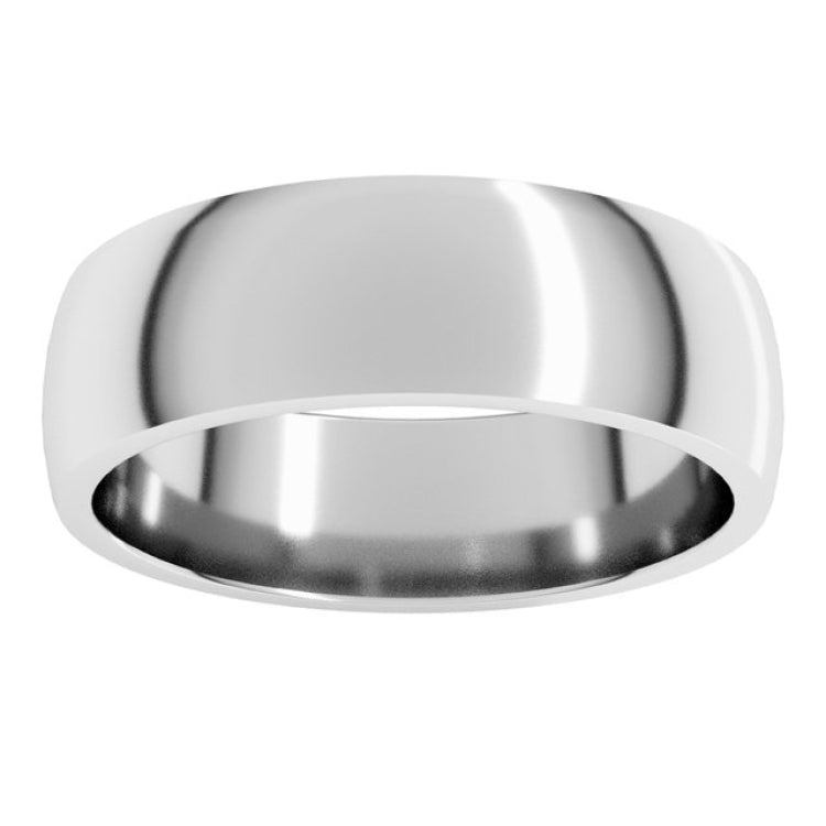 10K White Gold 6 mm Lightweight Comfort-Fit Half Round Band Size 11