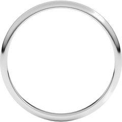 Platinum 2 mm Lightweight Half Round Band Size 6