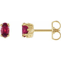 14K Yellow Gold Natural Mozambique Garnet Scroll Setting® Stud Earrings