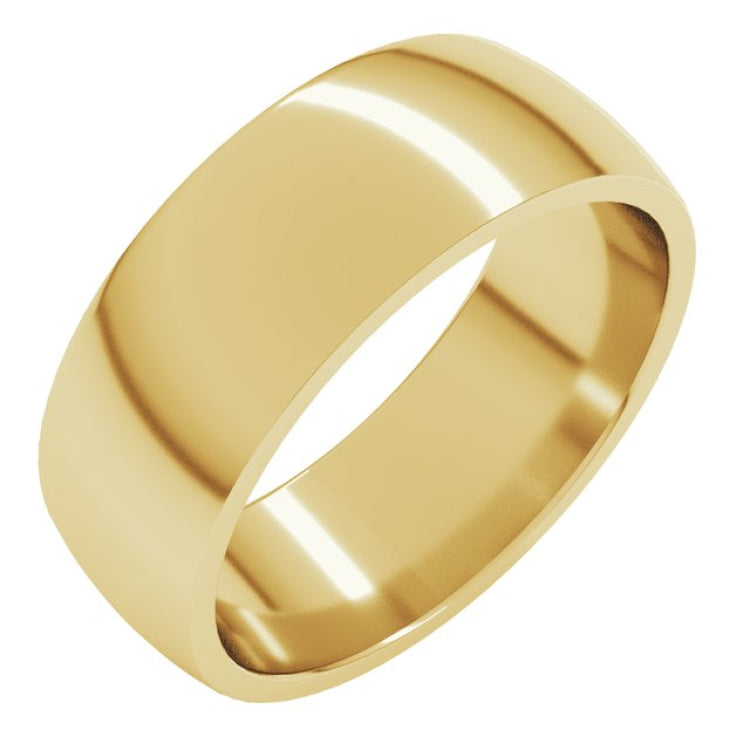 14K Yellow Gold 7 mm Lightweight Comfort-Fit Half Round Band Size 6