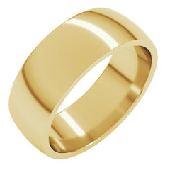 14K Yellow Gold 7 mm Lightweight Comfort-Fit Half Round Band Size 6