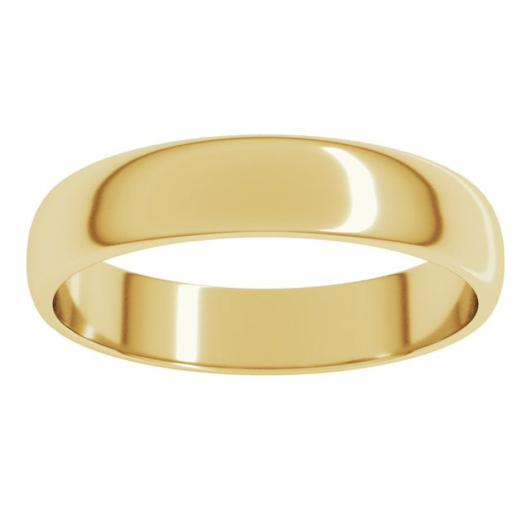 18K Yellow Gold 4 mm Lightweight Half Round Band Size 4.5