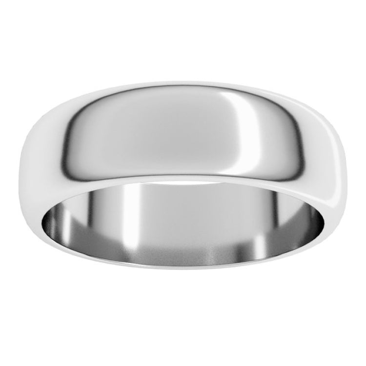 14K White Gold 6 mm Half Round Band Size 5