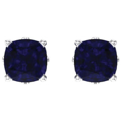 14K White Gold Lab-Grown Blue Sapphire Scroll Setting® Earrings