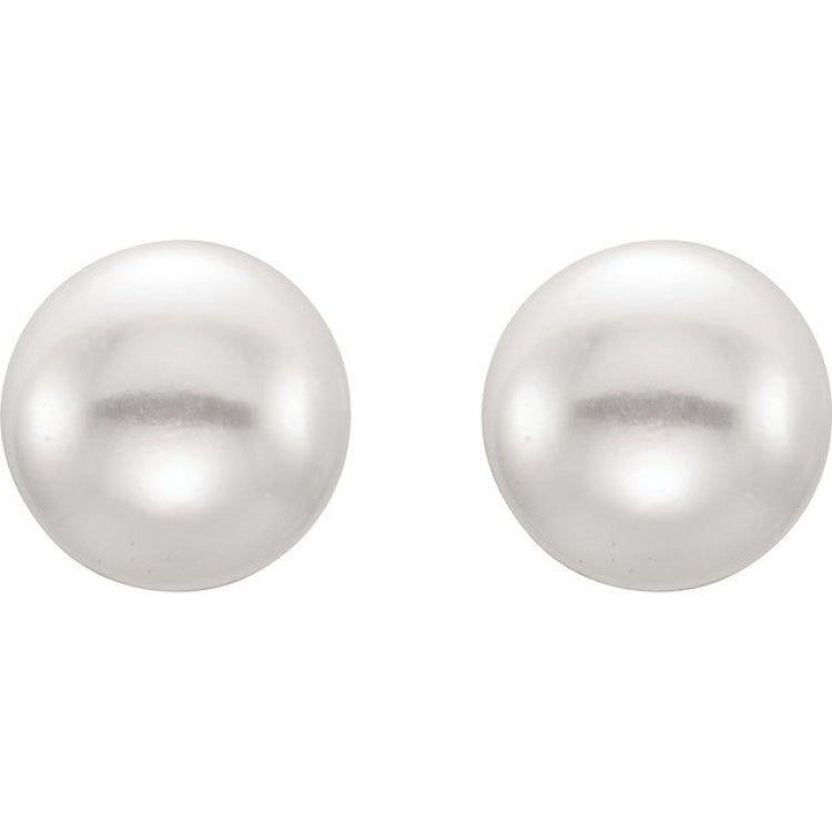Sterling Silver 5-6 mm Cultured Black Freshwater Button Pearl Earrings