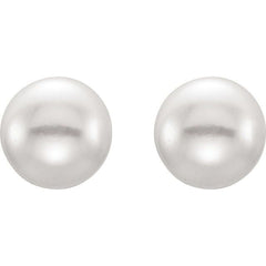 Sterling Silver 5-6 mm Cultured White Freshwater Button Pearl Earrings