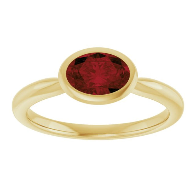 14K Yellow Gold Natural Mozambique Garnet Solitaire Ring