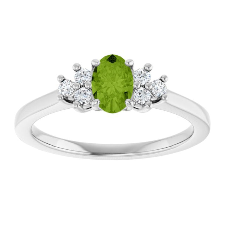 Sterling Silver Natural Peridot & 1/8 CTW Lab-Grown Diamond Ring