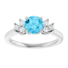 Sterling Silver Natural Aquamarine & 1/6 CTW Lab-Grown Diamond Ring