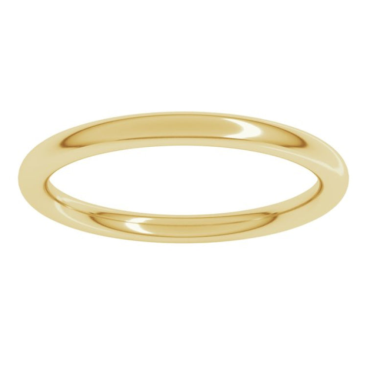 18K Yellow Gold 2 mm Comfort-Fit Full Round Band Size 6.5