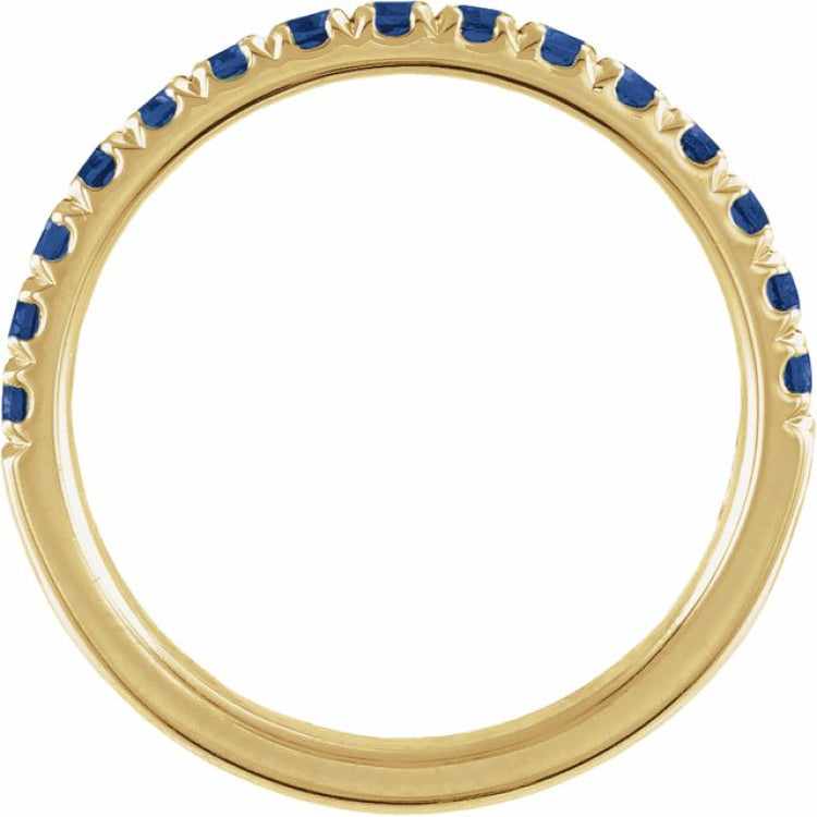 14K Yellow Gold Lab-Grown Blue Sapphire Stackable Ring