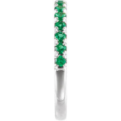 14K White Gold Lab-Grown Emerald Stackable Ring