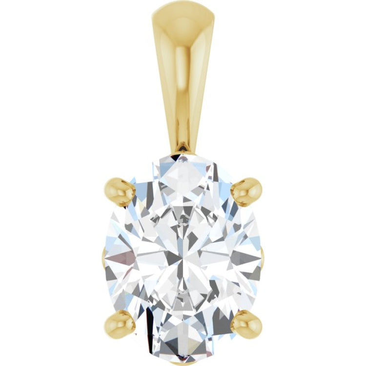 14K Yellow Gold 1 CT Oval Lab-Grown Diamond Pendant
