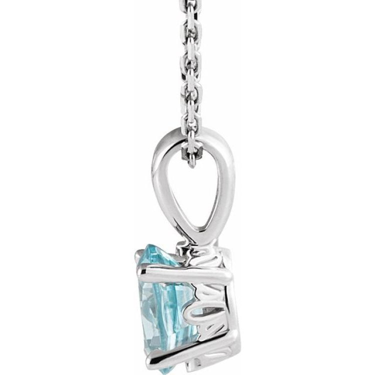 Sterling Silver Natural Blue Zircon 16-18" Necklace