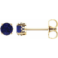 14K Yellow Gold Natural Blue Sapphire Scroll Setting® Stud Earrings