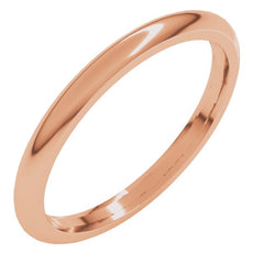 14K Rose Gold 2 mm Comfort-Fit Half Round Band Size 10
