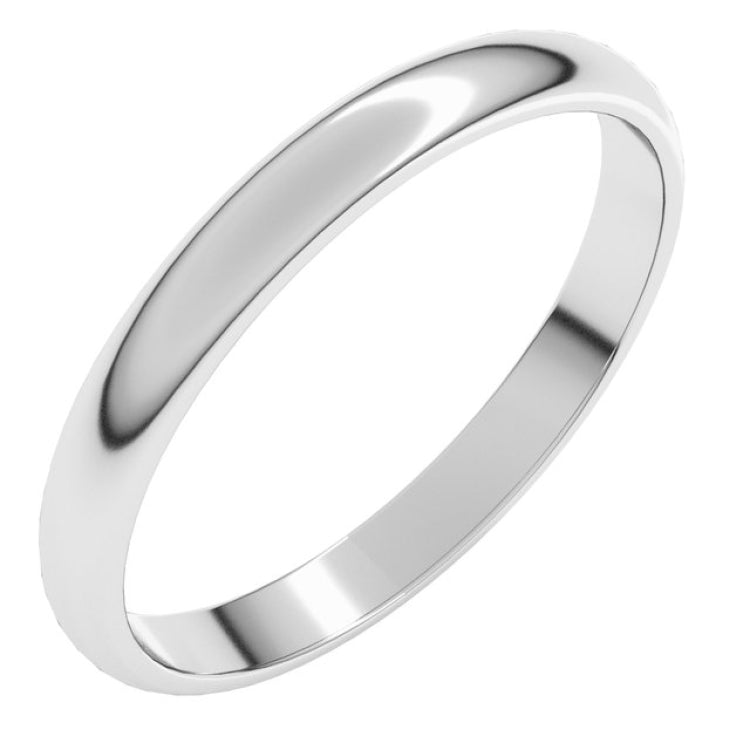 14K X1 White Gold 2.5 mm Lightweight Half Round Band Size 6.5