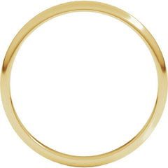 14K Yellow Gold 2 mm Lightweight Half Round Band Size 3.5