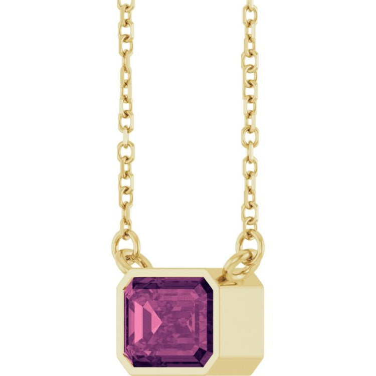 14K Yellow Gold Natural Pink Tourmaline 18" Necklace