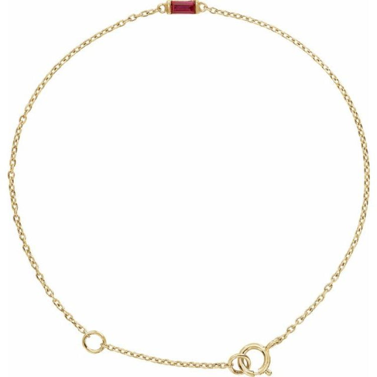 14K Yellow Gold Vermeil Lab-Grown Ruby 6 1/2-7 1/2" Bracelet