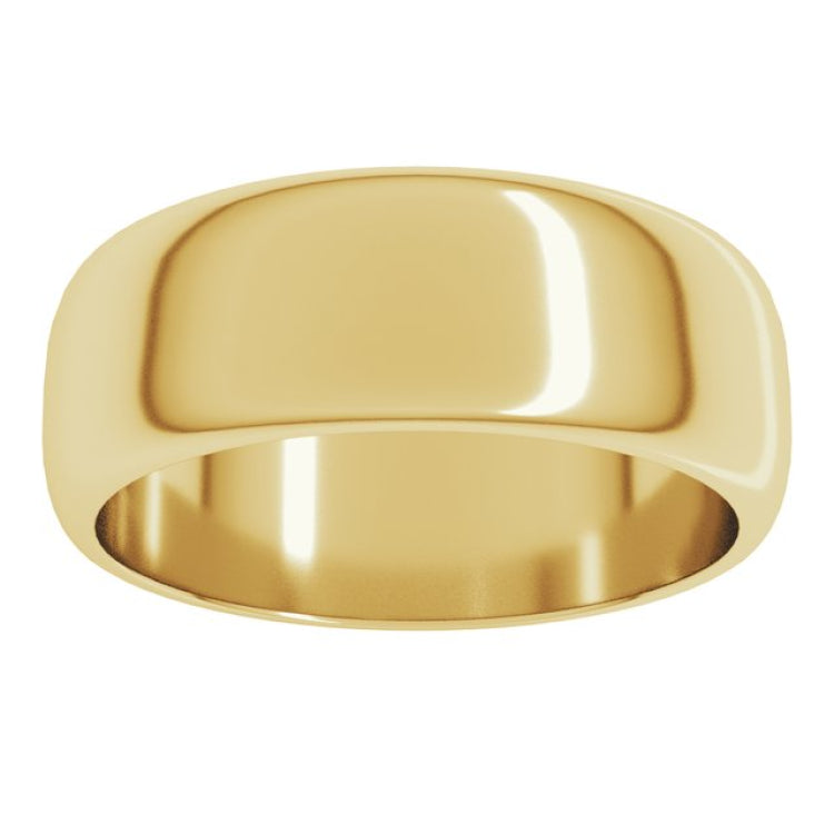 10K Yellow Gold 7 mm Half Round Band Size 7.5