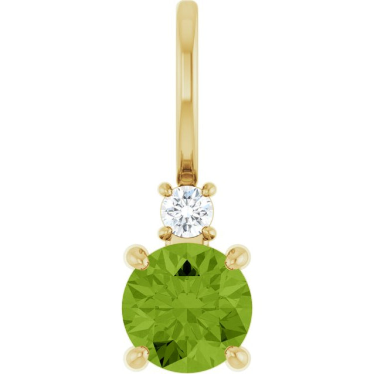 14K Yellow Gold Natural Peridot & .03 CT Natural Diamond Charm/Pendant