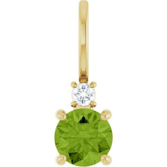 14K Yellow Gold Natural Peridot & .03 CT Natural Diamond Charm/Pendant
